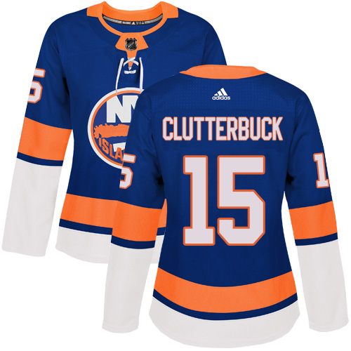Adidas Islanders #15 Cal Clutterbuck Royal Blue Home Authentic Women's Stitched NHL Jersey